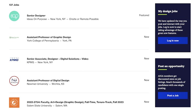 AIGA design job board